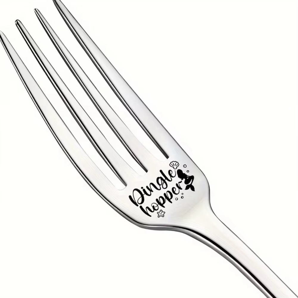 🧜‍♀️ New! Little Mermaid Dingle Hopper Engraved Stainless Steel Fork 7.8”
